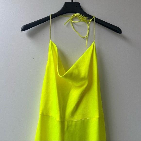 Alice + Olivia Eliza Neon Yellow Slip Dress – Silky Y2K Wedding Guest Party - Picture 6 of 16